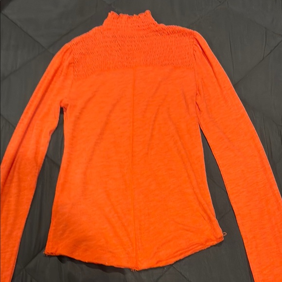 Free People Women's Orange Smocked Top - Picture 5 of 7
